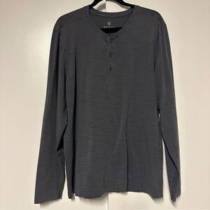 Rhone Henley Shirt  Pima Cotton Stone Gray Stretch Workout Mens Size XL